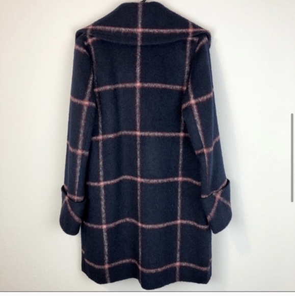 KENDALL & KYLIE PLAID NAVY WOOL COAT JACKET - Picture 6 of 11